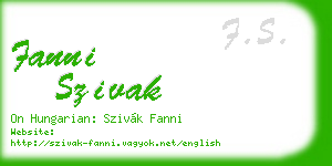 fanni szivak business card